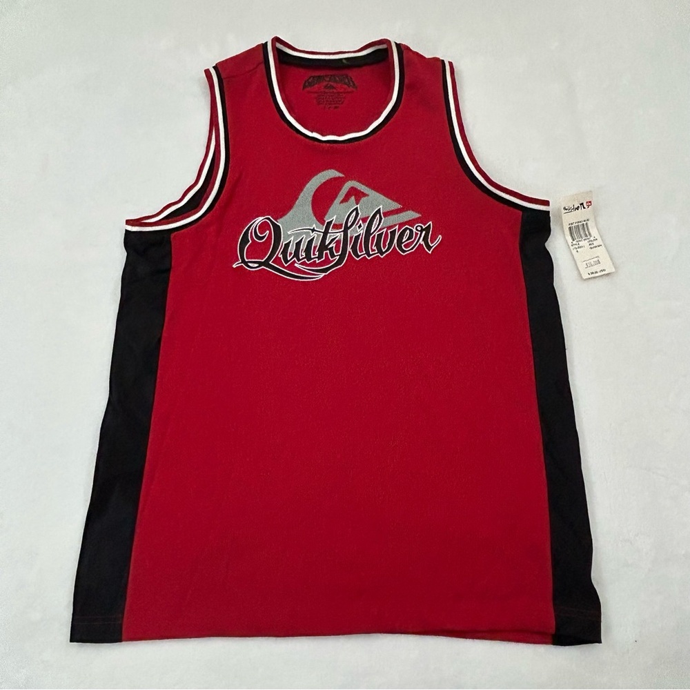 Vintage Y2K Quiksilver Skateboard Surf Red/Blk Basketball Tank Top Jersey Men S